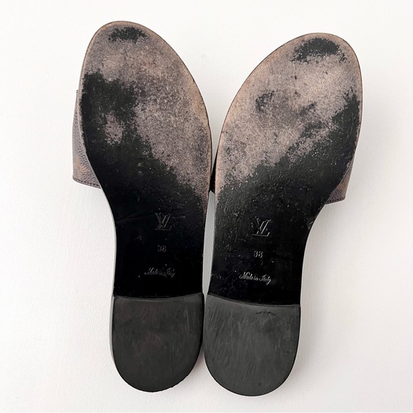 LOUIS VUITTON | LV Monogram Gold Lock It Flat Mule Sandals Slides EU 38 - Picture 10 of 11